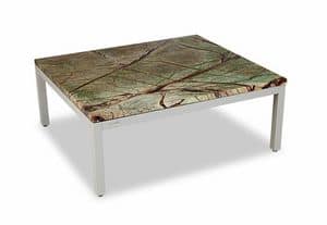 California coffee table, Table for the center hall, with aluminum base, customizable