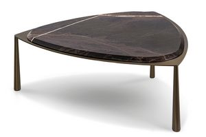 Coffee table 2026-03, Metal coffee table with marble top
