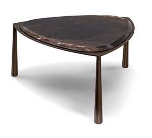 Coffee table 2026-04, Coffee table in bronzed metal, marble top