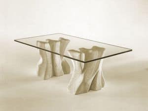 Contrasto, Stone coffee table for the home with top in glass