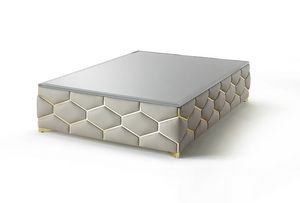 Diamond, Padded coffee table with glass top