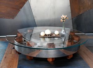 Flangia, Coffee table with round glass top