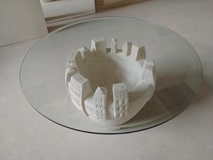 Gaia, Coffee table with carved and decorated stone