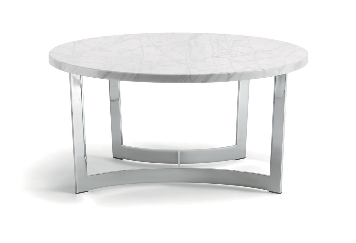 HUGO COFFEE TABLE 088 C H30 - 088 N H30, Round coffee table with metal base