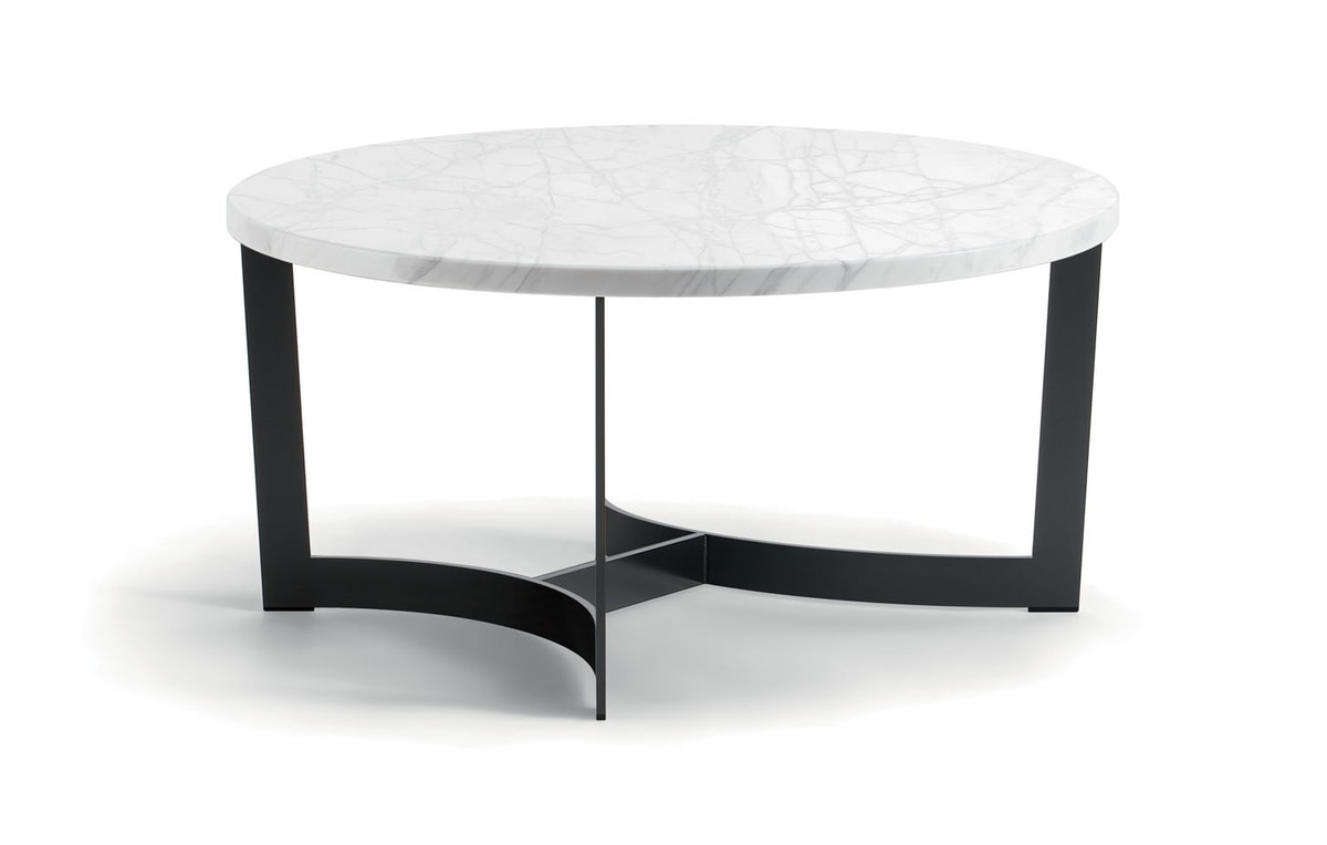 HUGO COFFEE TABLE 088 C H30 - 088 N H30, Round coffee table with metal base