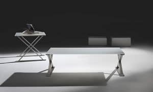 Ics low table, Coffee table in steel and tempered glass, various finishes