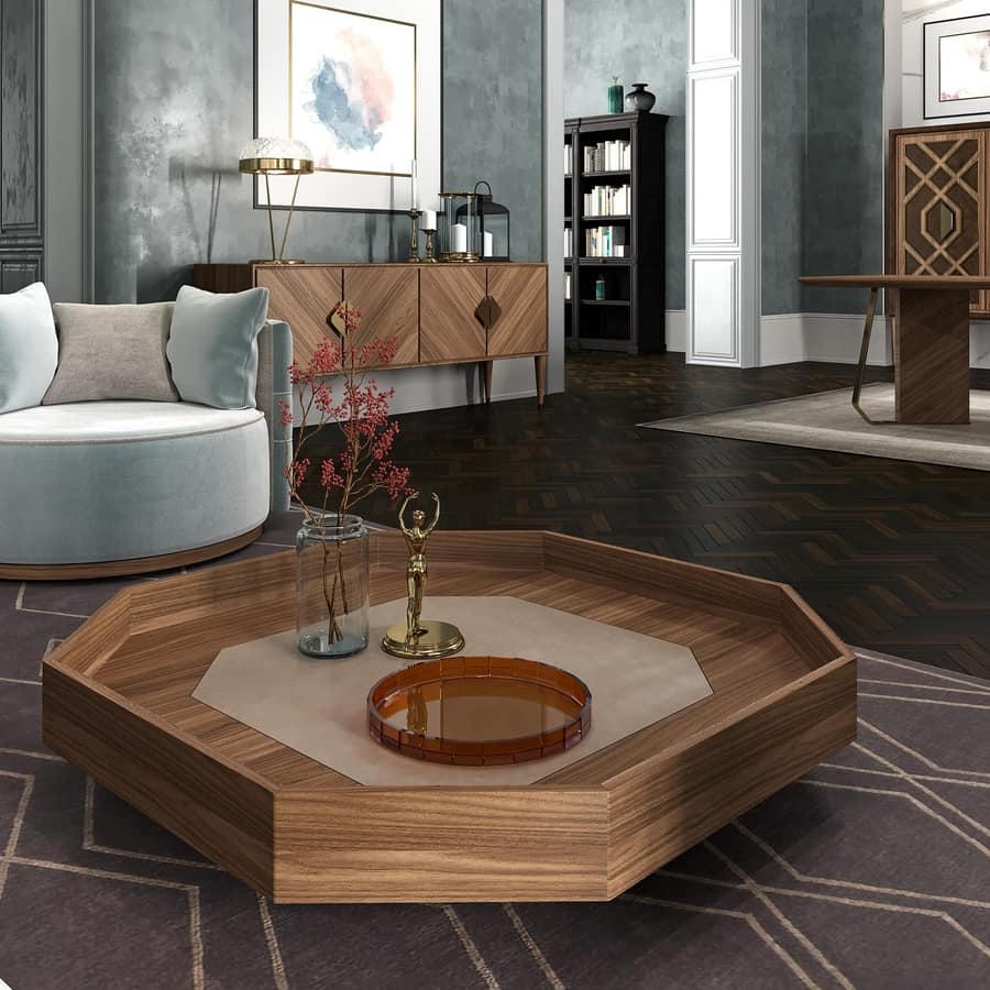 Intrigue Coffe table, Octagonal coffee table in contemporary classical style