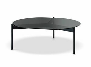 Johnson round coffee table, Coffee table with round smoked glass top
