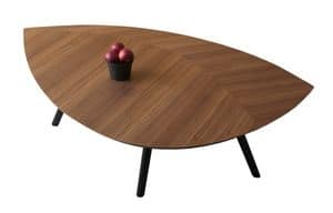 Leaf 455+155, Low table with wooden legs, shaped-leaf top