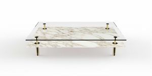 Legs Coffee Table, Coffee table in crystal and brass