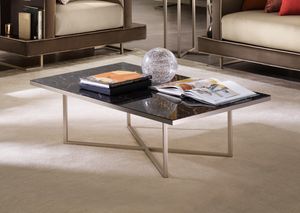 LUCE DARK coffee table, Coffee table with rectangular marble top