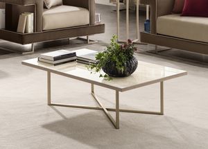 LUCE LIGHT coffee table, Metal coffee table, with rectangular marble top