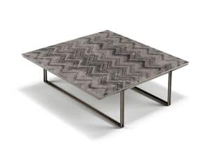 Meno coffee table, Square coffee table in birch and stainless steel