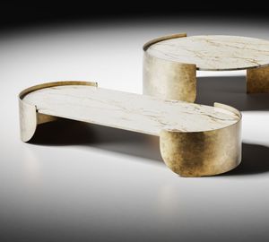 Osiris Art. EOS301, Oval coffee table with a golden structure
