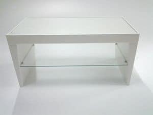 Pop, Modern side table, glass shelf, rectangular top