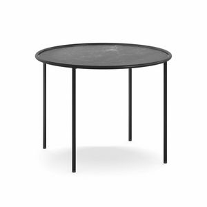 Ring 60, Round coffee table in steel, with top in mineral agglomerate