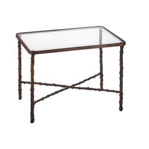 Rosa canina Art. EC_ROS05t, Brass rectangular side table, with glass top