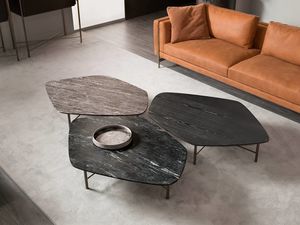 Shangai coffee table, Coffee table with forged iron base