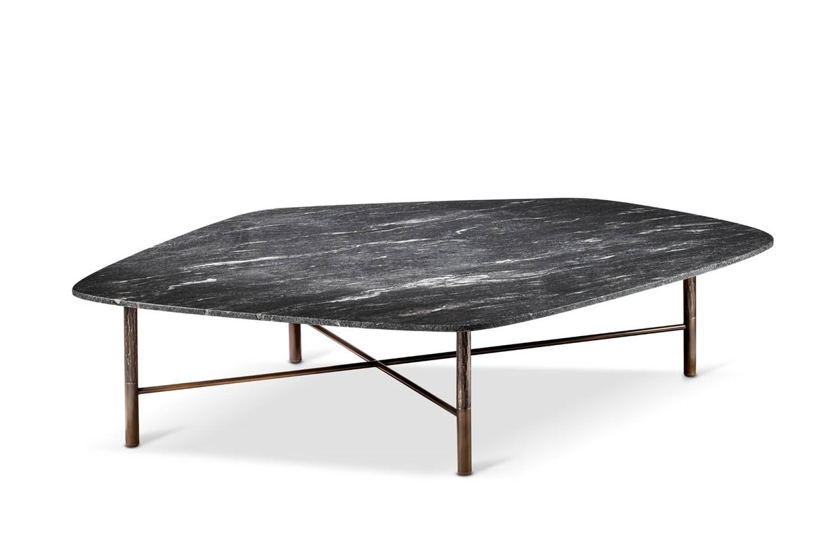 Shangai coffee table, Coffee table with forged iron base