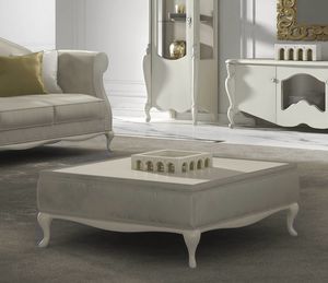 Smeraldo Art. C22708, Upholstered coffee table, with lacquered wooden base