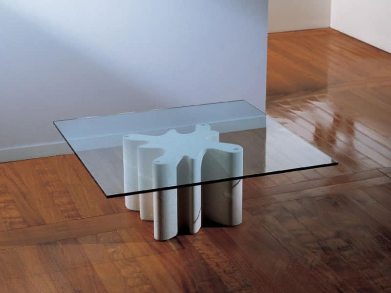 Coffee Table With Base Made Of Stone Top In Glass Idfdesign