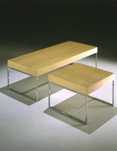 Square coffee table - bench, Coffee table with tubular base, for reception