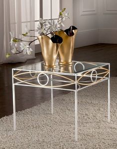 T. 7925/4, Wrought iron coffee table, glass top