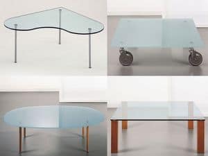 t101 misura, Coffee table made of glass, wheels available