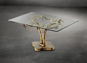 TA/200, Contemporary coffee table with metal base and glass top