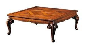 Pissarro RA.0687, Coffee table in walnut, carved and inlaid, for sitting room
