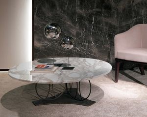 TL59 Moon small table, Coffee table with round marble top