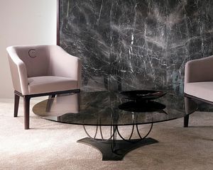 TL59B Moon small table, Coffee table with bronze glass top