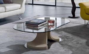TL66 Mistral small table, Coffee table with tapered shape, glass top