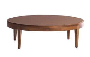 Toffee 882, Oval coffee table with structure in solid beech, beech veneer top, for environments in modern style