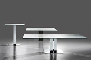 Torri, Coffee table in steel and glass, for hotel use