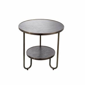 Urban Art. BR_T03s, Round coffee table with double leather shelf
