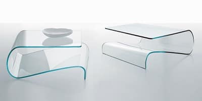 VELO, Coffee table in curved glass, for living room or reception