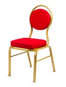 Clea, Upholstered chair with aluminum frame, round back