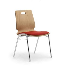 Cristallo 0662LE, Chair made of wood and metal for waiting rooms and offices