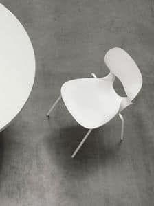 Pikaia Four Legs, Chair with metal base and circular hole on the backrest