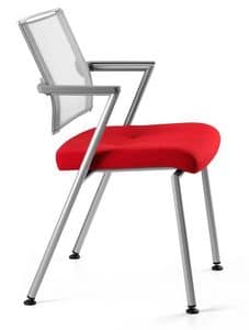 TITANIA 2868, Chair with metal base, back in elasticated mesh