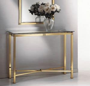AMADEUS 3090 CONSOLLE, Console in brass, glass top, for corridor