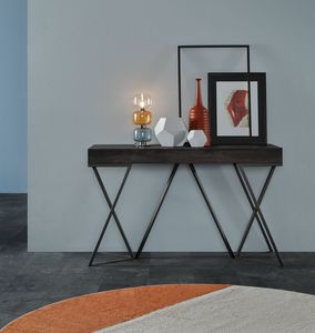 BEVERLY, Extendable console, with wooden top