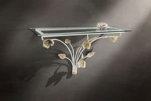 CO/410, Wall console in wrought iron and glass top