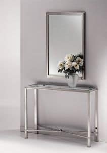 DOMUS 2190 CONSOLE, Console in brass polished nickel, glass top