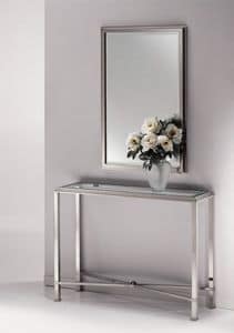 DOMUS 2190 CONSOLE, Console in brass polished nickel, glass top