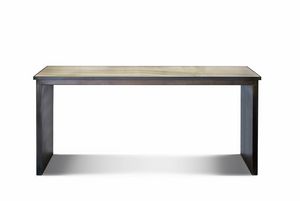 Gastone, Console desk in metal, top in marble or crystal