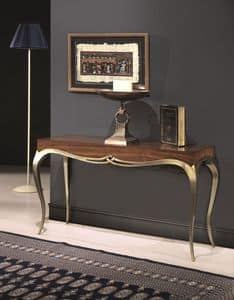 LOVE console 8676K, Console in solid wood, classic style, legs with golden finish