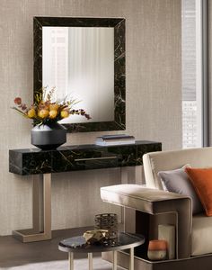 LUCE DARK console, Console in marble and metal, with drawer