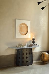 POIS CONSOLE, Steel console with glass or ceramic top